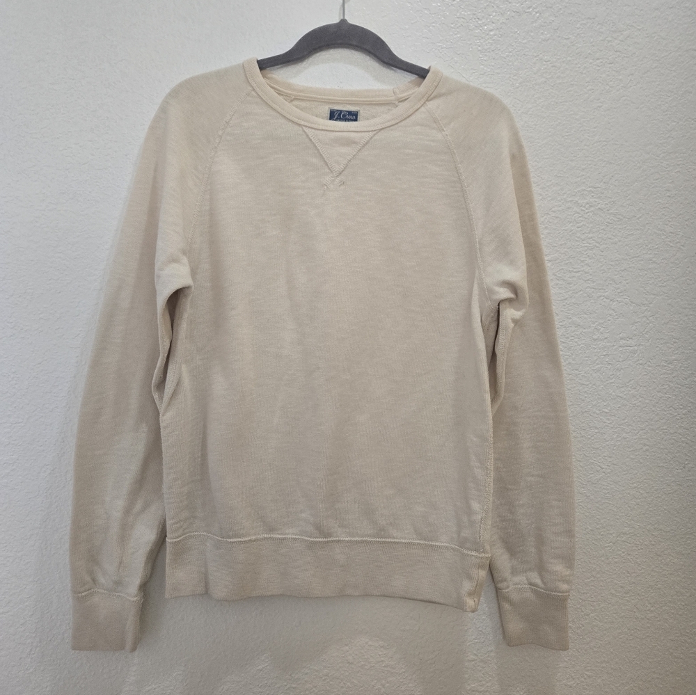 VINTAGE J CREW FLEECE BEIGE SWEATSHIRT SMALL